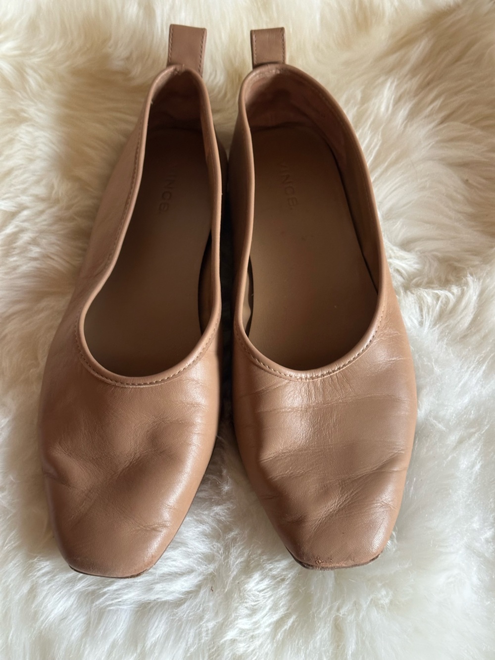 Vince Leather Ballet Flats in Light Brown